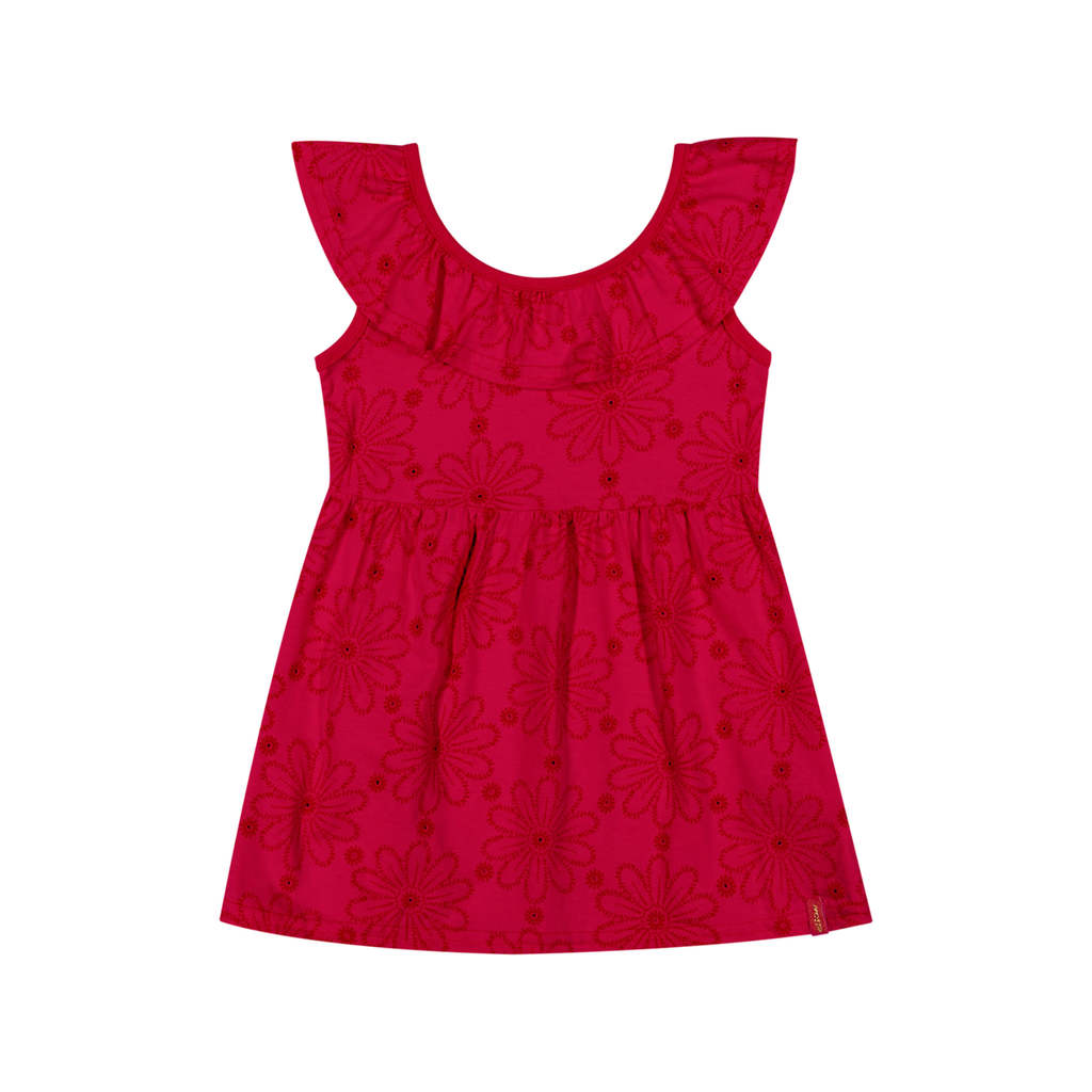 Vestido Bebê Menina Floral Devorê Elian Vermelho