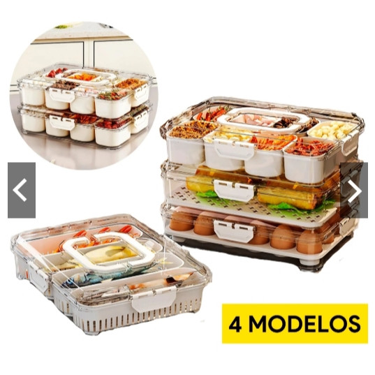 Organizador de Geladeira Multiuso Cesto Com Tampa Cozinha Alimentos Verduras e Vegetais Hermético