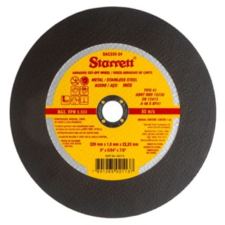 Disco de corte para metal e inox 230 x 1,9 x 22,23 mm DAC230-24 Starrett em Oferta na Shopee