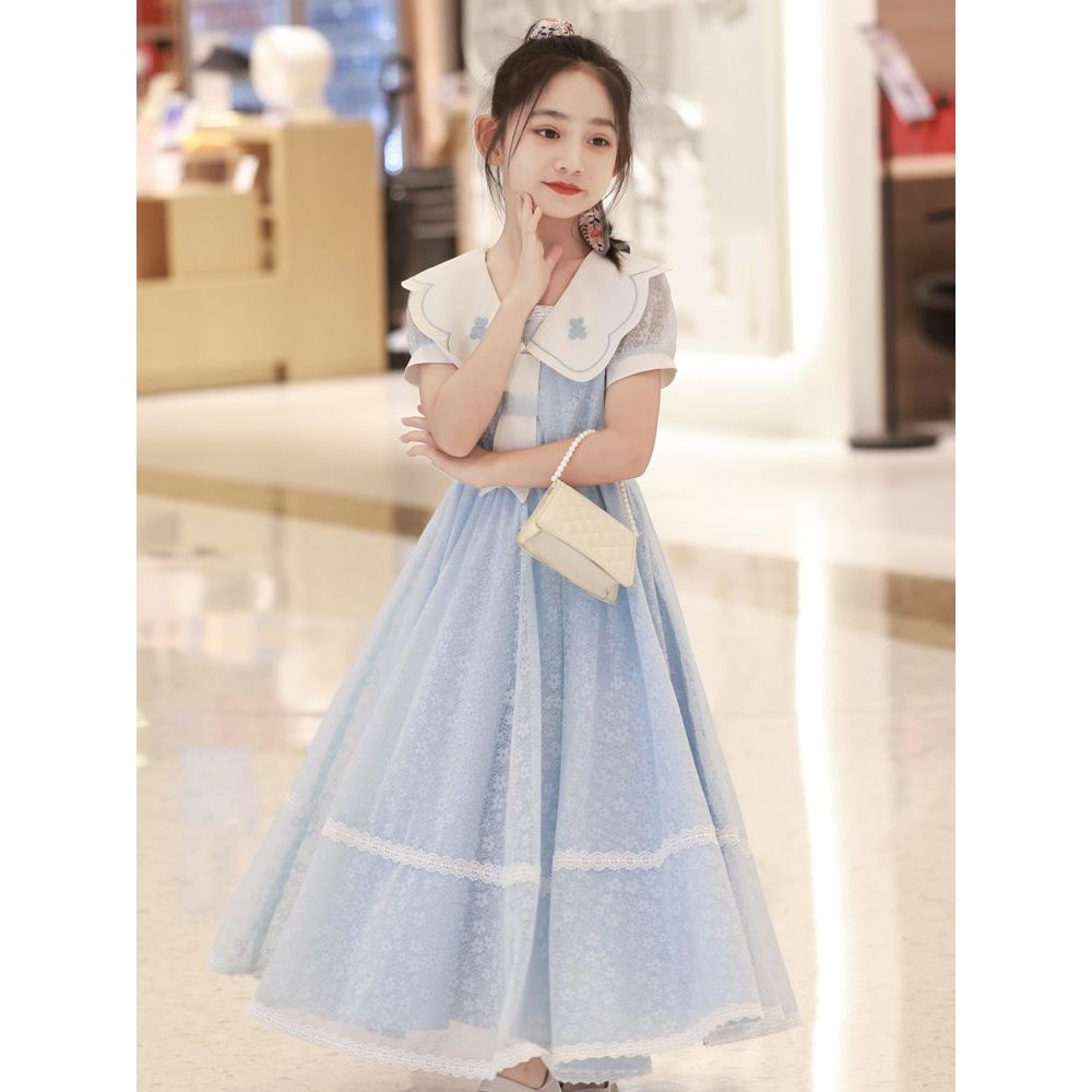 Vestido de verão princesa menina moda novo estilo bacalhau saia saia verão moda crianças meninas crianças roupas 2025 ve