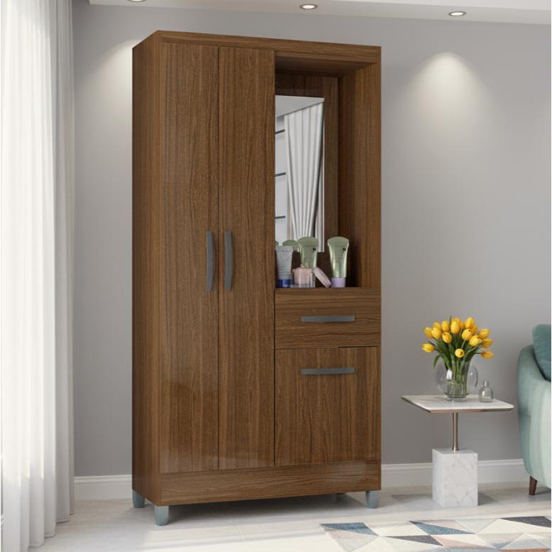 Guarda Roupa Solteiro com 3 Portas e 1 Gavetas Atlas Poquema em Oferta na Shopee