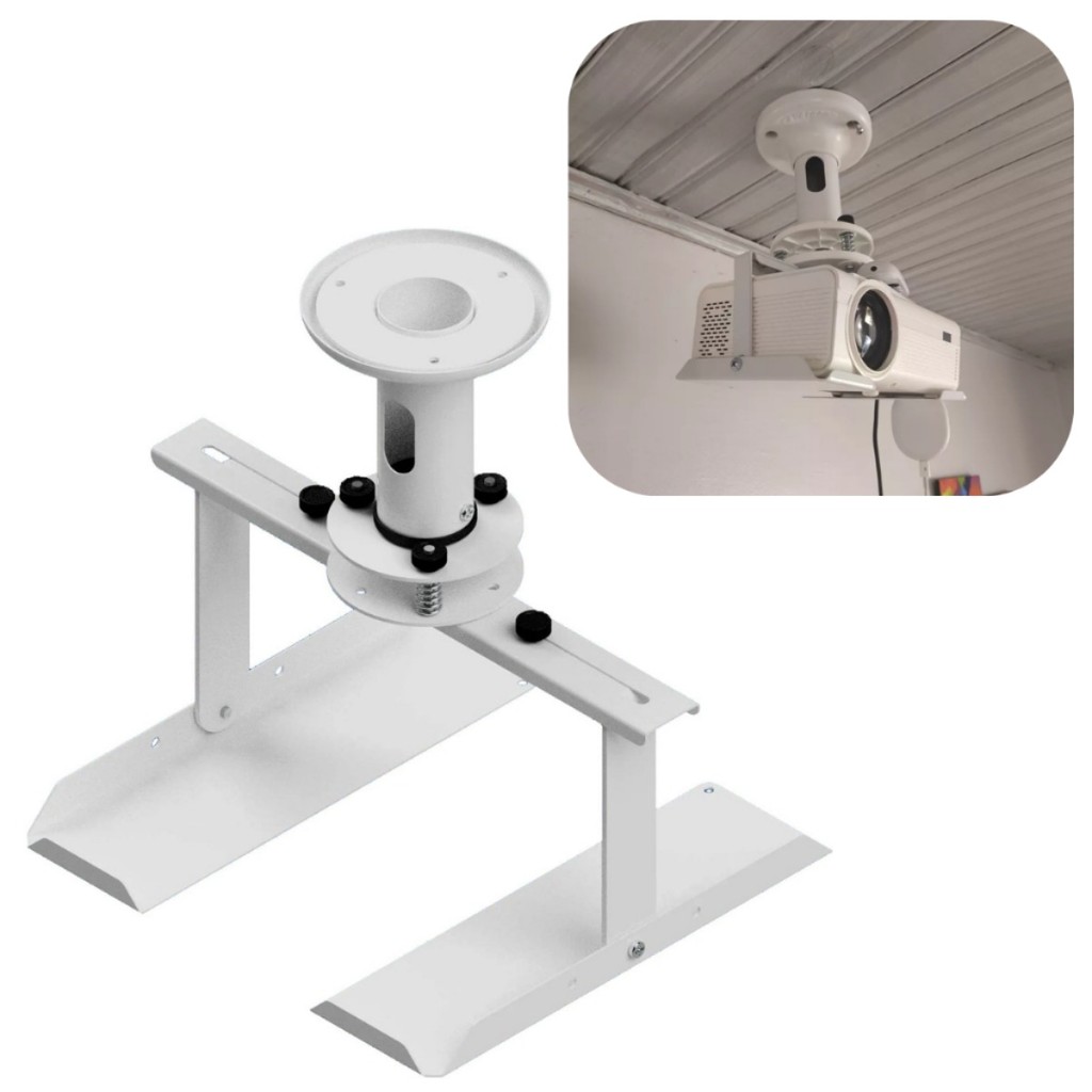 Suporte Projetor Teto Articulado Giro 360 Bandeja Tubo 12cm Projetor Retroprojetor Bandeja Inclinável Inclinação Epson