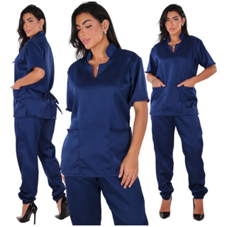 Conjunto Confortável Scrubs Garbadine Feminino Hospitalar Pijama Cirurgico em Oferta na Shopee