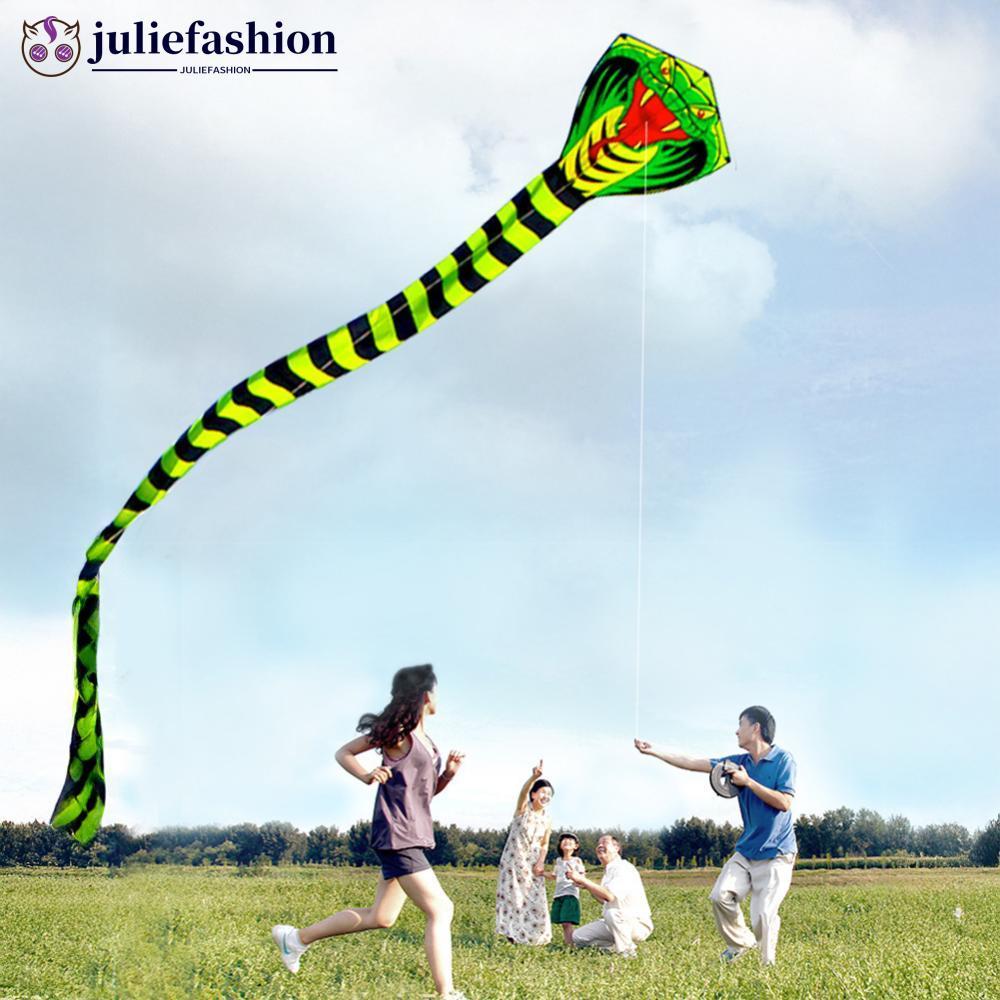 JULIEFASHION 8m/26.25 Pés Cauda Longa Cobra Verde Kite Fácil De Voar Grande Para Praia Ao Ar Livre E Atividades De Parqu