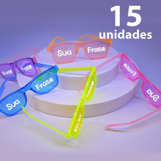 Kit 15 Óculos Festa Cristal Colorido Personalizado Frase Carnaval Balada Evento Brilho em Oferta na Shopee