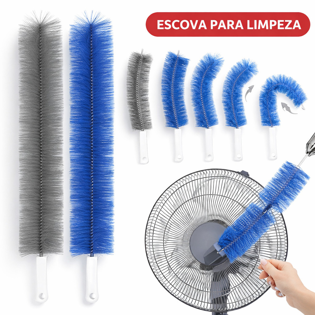 Escova Flexível para Limpeza de Ventilador Persiana Sofá e Janelas Cabo Longo 42cm em Oferta na Shopee