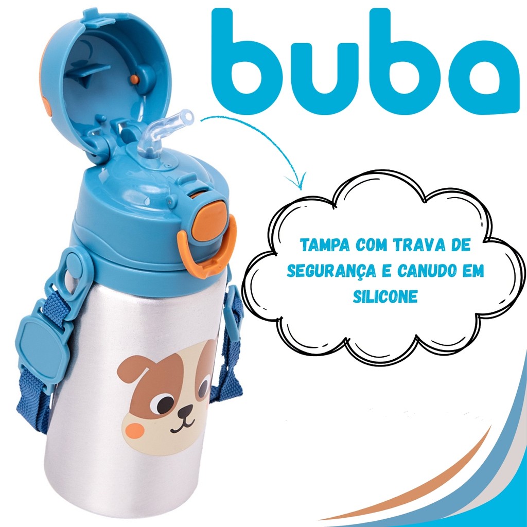 Garrafa De Alumínio Com Canudo De Silicone 22171 Cachorro Zoo - Buba · foto 2