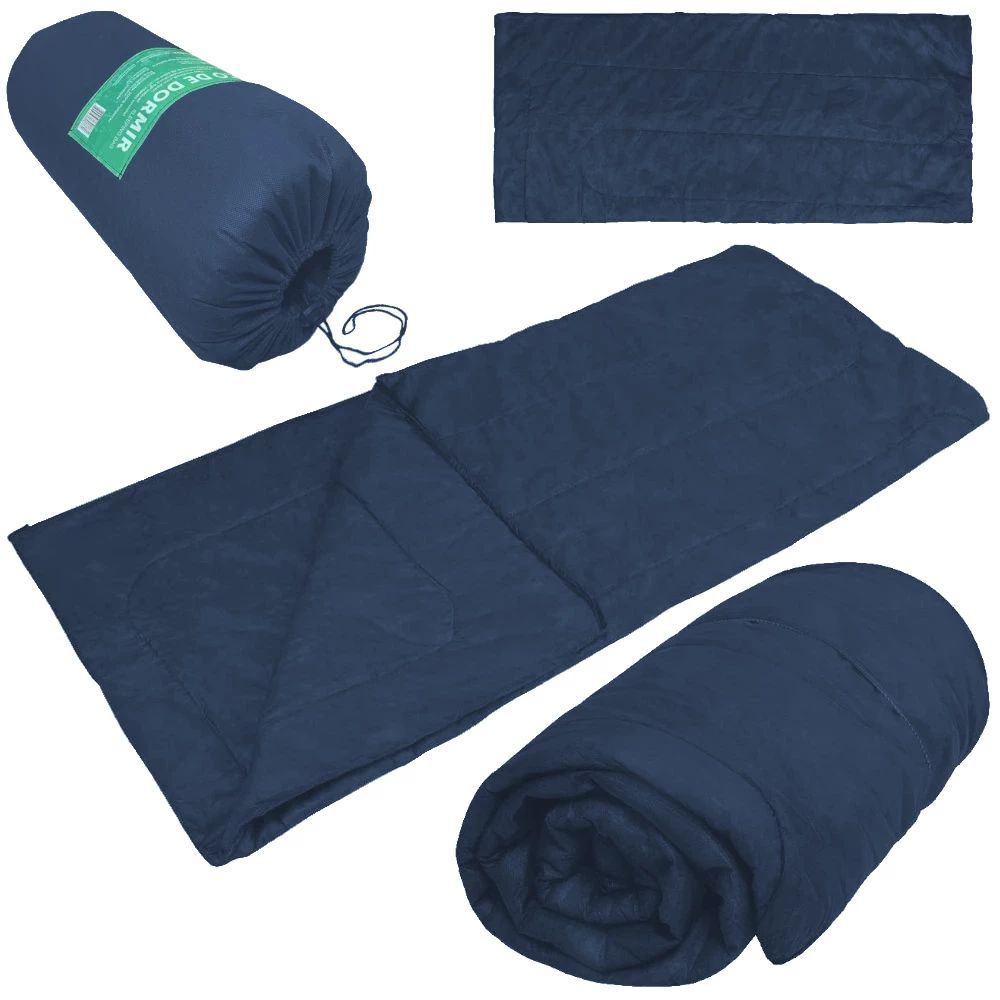 Saco de Dormir Azul Solteiro para Camping Trilha Pesca Aventura