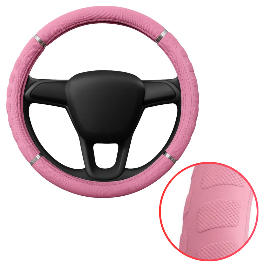 Capa De Volante Rosa 38cm emborrachado para carros Rosa