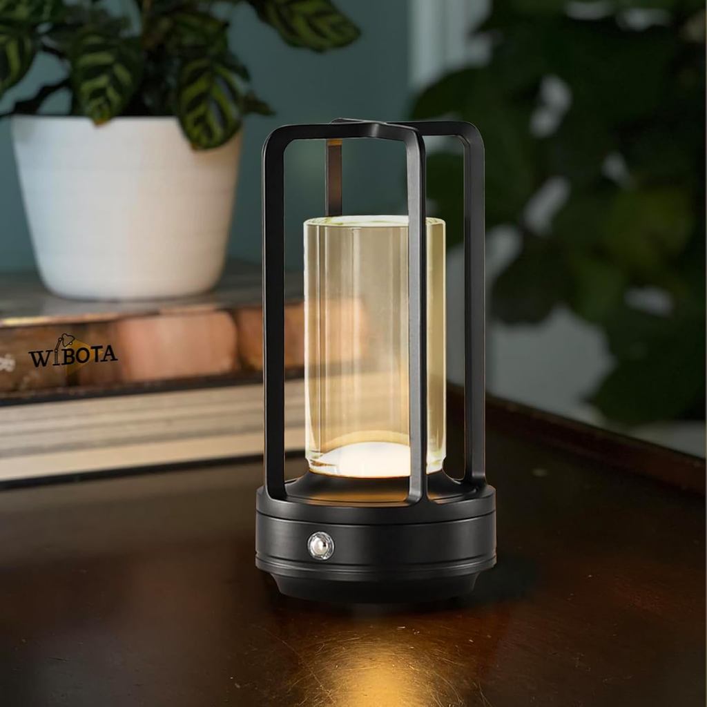 Candeeiro De Mesa led Sem Fio , Lanterna De Cristal , Externo Portátil De Metal Para Interior/Exterior , 3 Cores4000ma E