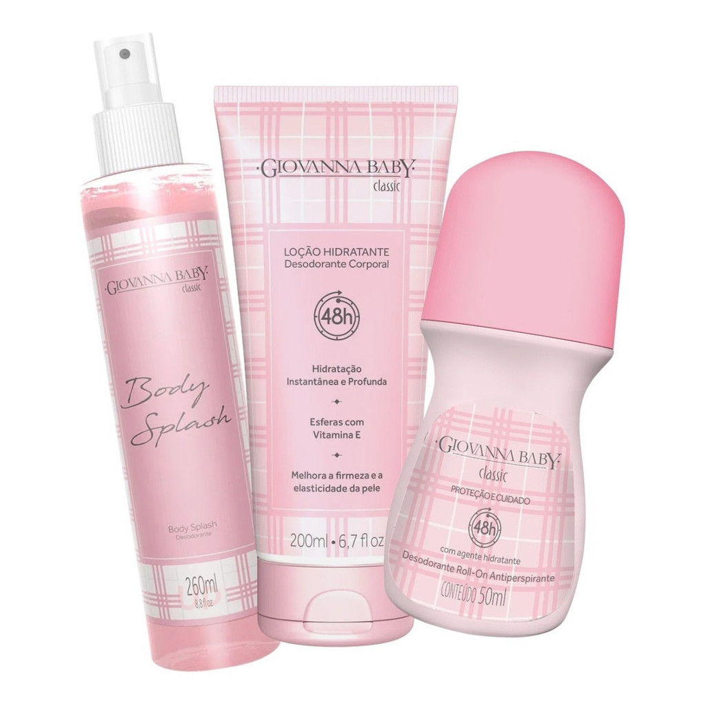 Giovanna Baby Body Splash, Desodorante Roll-on E Loção Hidratante