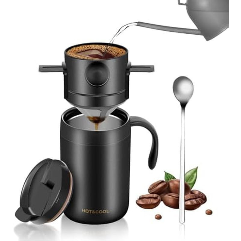 OARSE Cafeteira de Camping de 16oz, Conjunto de Cafeteira Pour Over, Kit de Café Portátil para Viagens, Camping, Escritó