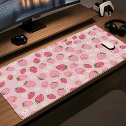Mousepad Com Estampa de Moranguinhos Frutas Fofo Para Presente Gamer