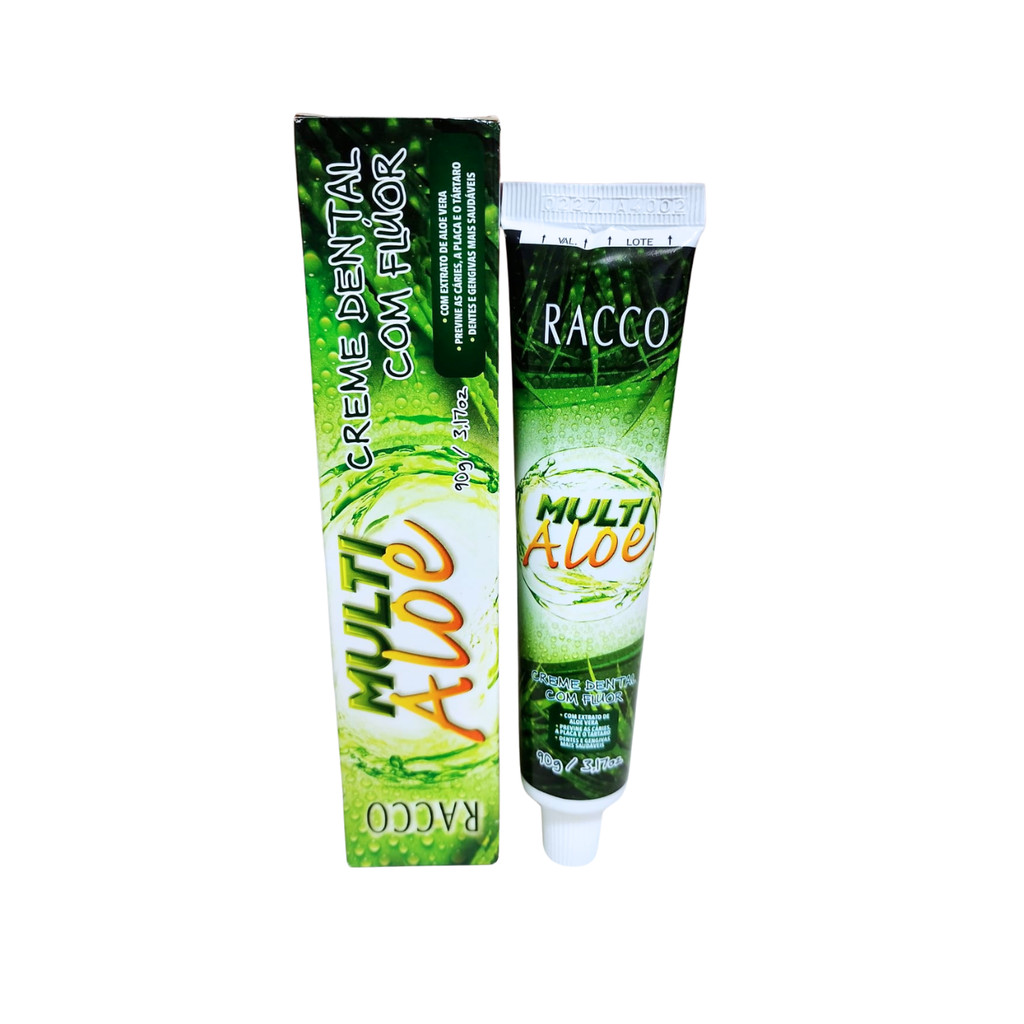 Kit 2 Gel Dental Aloe Racco - Refrescância e Cuidado Diário Clareador Fluor Dental Pasta Cáries