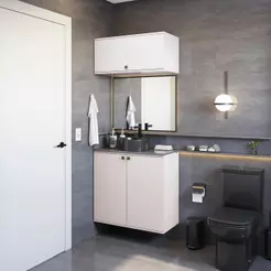 Conjunto para Banheiro com Basculante Kappesberg Celeste 2 Peças Branco 80cm