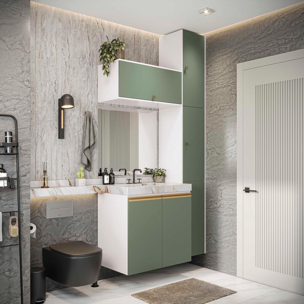 Conjunto para Banheiro Kappesberg Celeste 5 Peças Branco/Verde 116,5cm