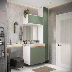 Conjunto para Banheiro Kappesberg Celeste 5 Peças Branco/Verde 116,5cm