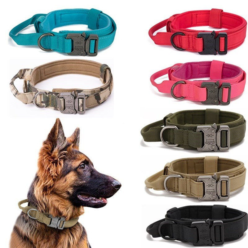 Tático Militar Dog Collar Set Leash Pet Durável Retrátil Leashs Médio Grande Cães De Pequeno Porte Pastor Alemão Formaçã