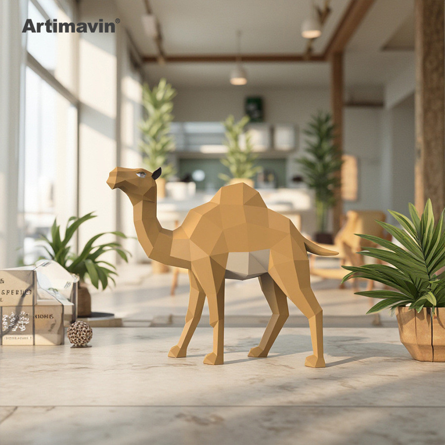 MOMO Molde de papel tridimensional Desert Camel Artesanato criativo DIY Origami Papel Escultura Artesanato Modelo de pap