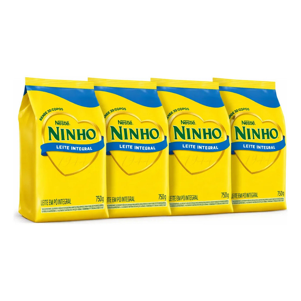 Kit C/ 4 Leite Em Pó Ninho Integral Sachê 750g