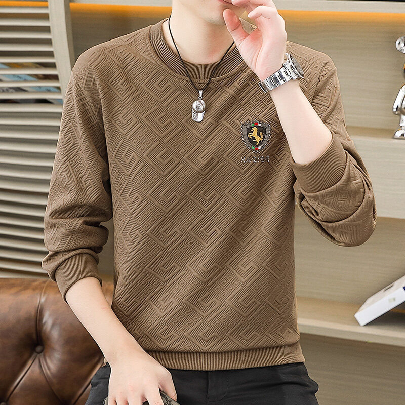 Primavera outono camiseta masculina de manga comprida roupas de outono camiseta de fundo pequena camisa Casual outono ca