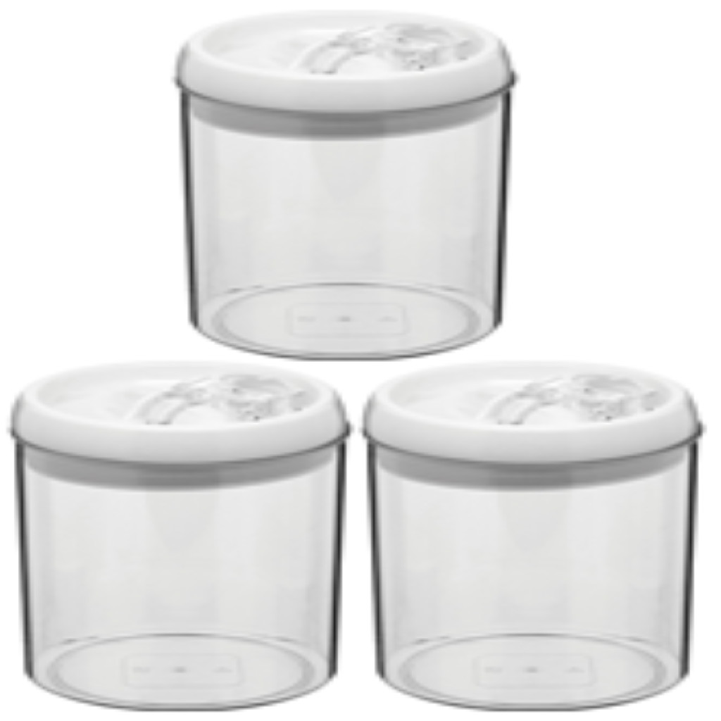 Kit 3 Pote Porta Mantimentos Pratik Hermético Plástico 1,5L 18x12 Transparente