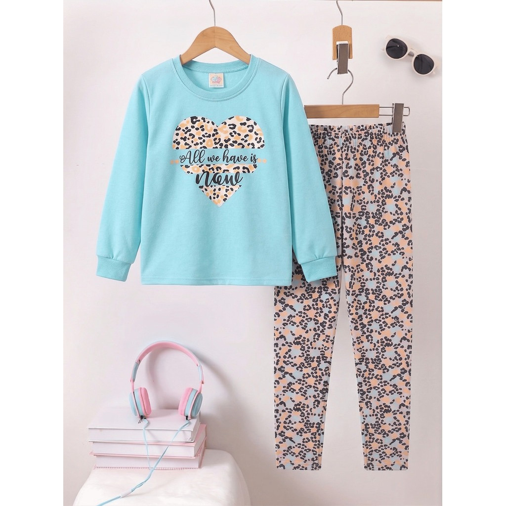 Conjunto  Infantil Menina Moletom Quentinho Flanelado Calça Jogger Estampas Sortidas 4 ao 14