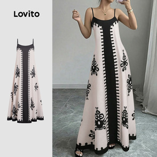 Lovito Vestido Boho Estilo Resort Colorblock Vestido Primavera/verão para Mulheres LK3LD444