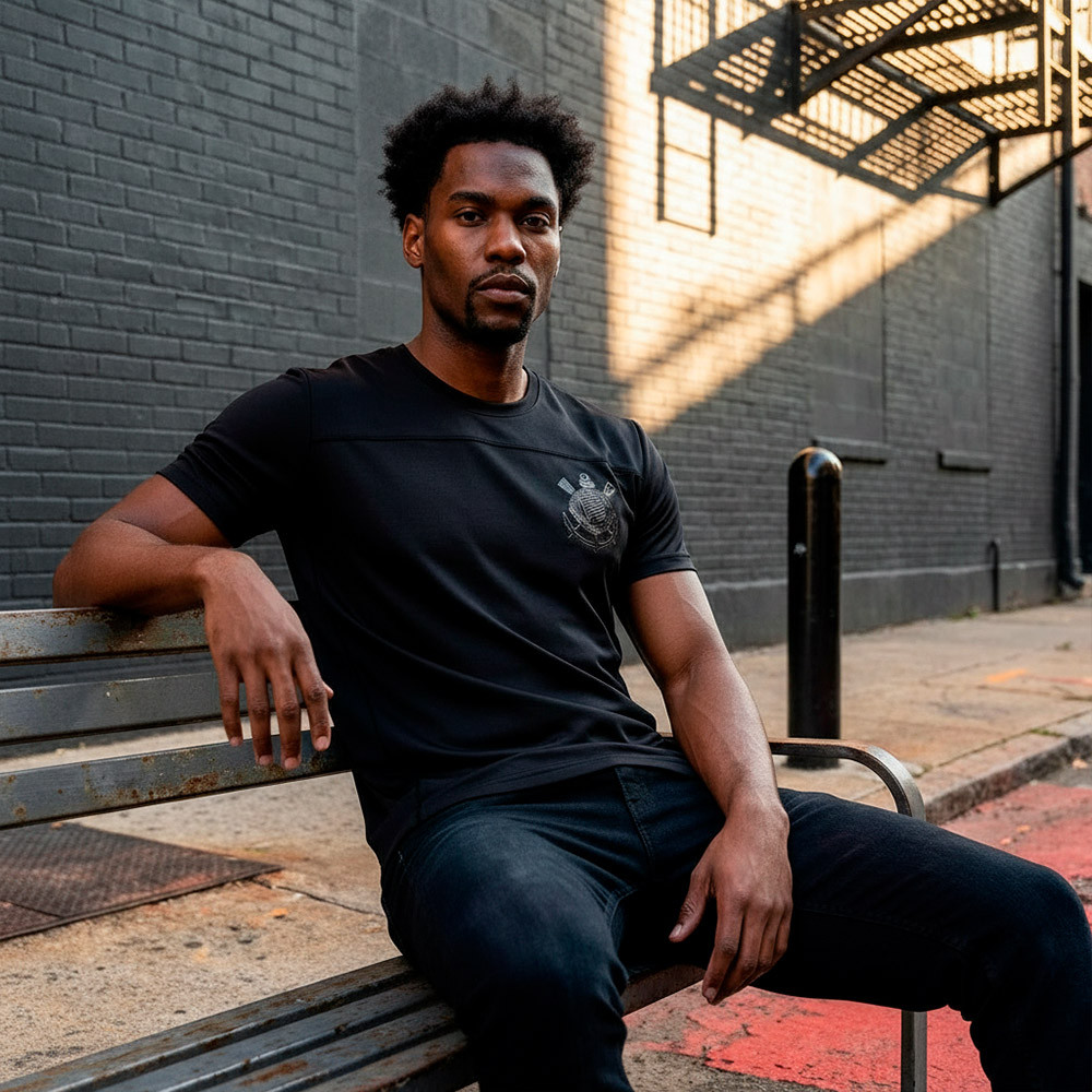 Camisa Corinthians Patch Gel Preto Masculina Oficial em Oferta na Shopee