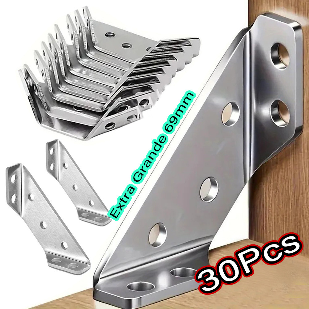 Kit 30 Conector De Canto Aço Inoxidável Cantoneira Junção De Canto Móveis De Madeira Universal Suporte Para Cantos