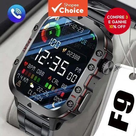 O smartwatch F9 2025 está equipado com funções de chamada Bluetooth, relógio esportivo e monitoramento de frequência em Oferta na Shopee