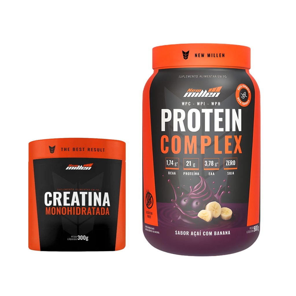 Whey Protein Complex New Millen Blend Pote 900g + Creatina em Oferta na Shopee