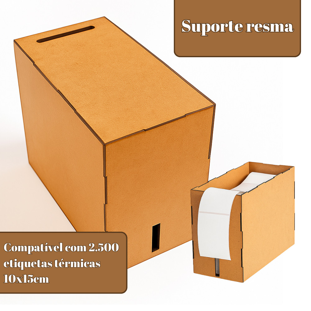 Suporte Resma MDF - Para 2500 Etiquetas Térmicas 10x15cm