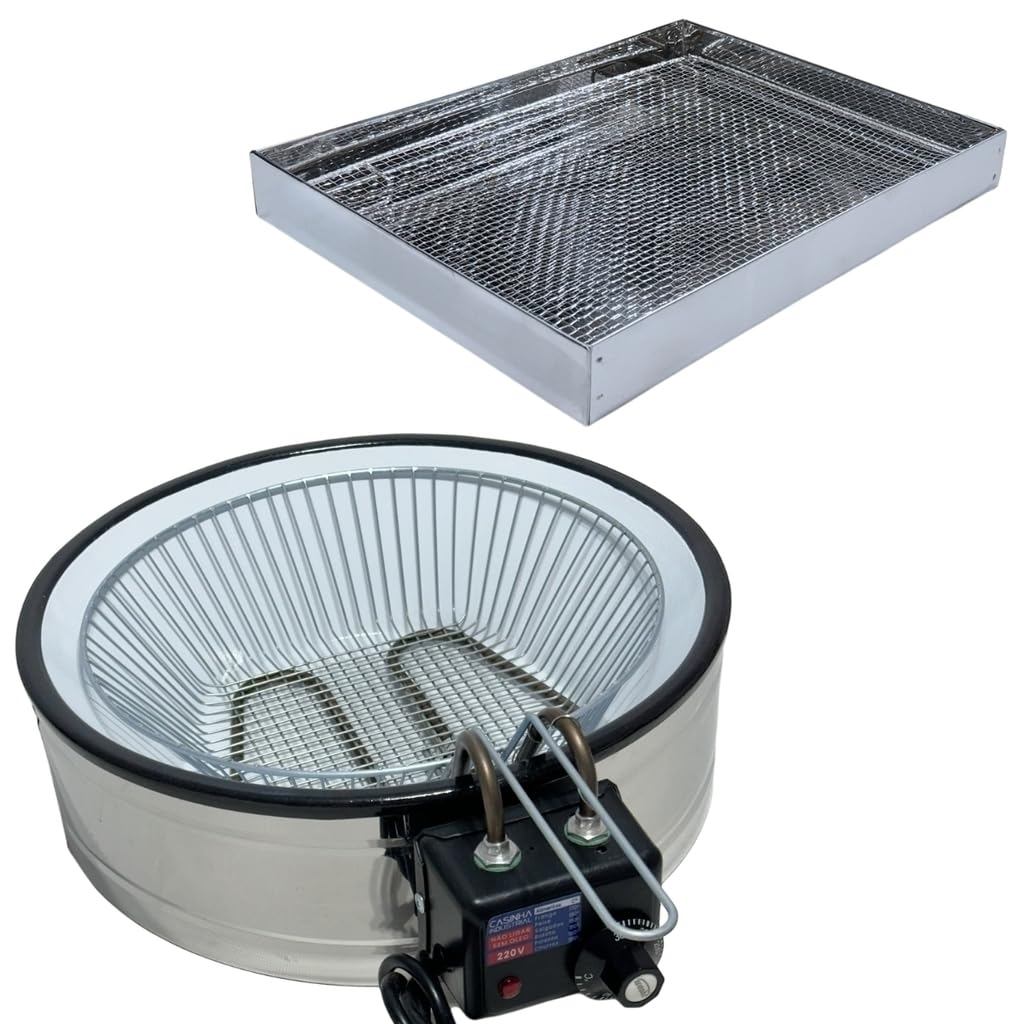 Fritadeira Elétrica Industrial Tacho Redondo Esmaltado 7 Litros com Escorredor G