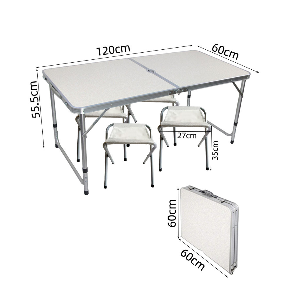 Mesa LEVE COM CADEIRA Para Camping E Praia Tipo Maleta Dobrável C/4 Banquetas FACIL PARA MONTAR