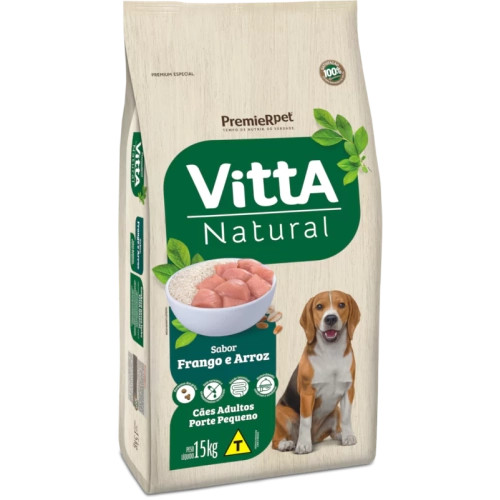 Ração Seca Premier Vitta Natural para cães adultos de raças pequenas sabor frango e cereais 15kg.