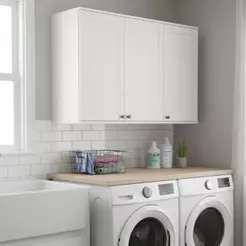 Armário Aéreo 3 Portas em MDF para Lavanderia Branco Carraro