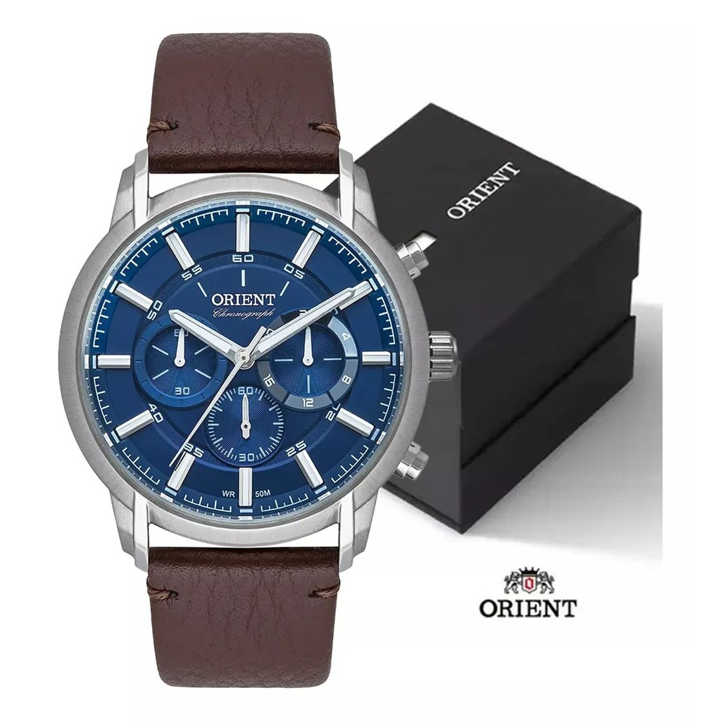 Relógio Orient Masculino Couro Marrom Legitimo Mbscc055 D1nx Original