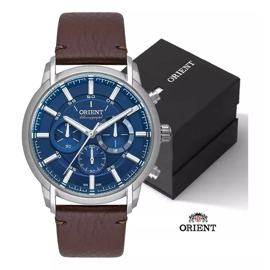 Relógio Orient Masculino Couro Marrom Legitimo Mbscc055 D1nx Original