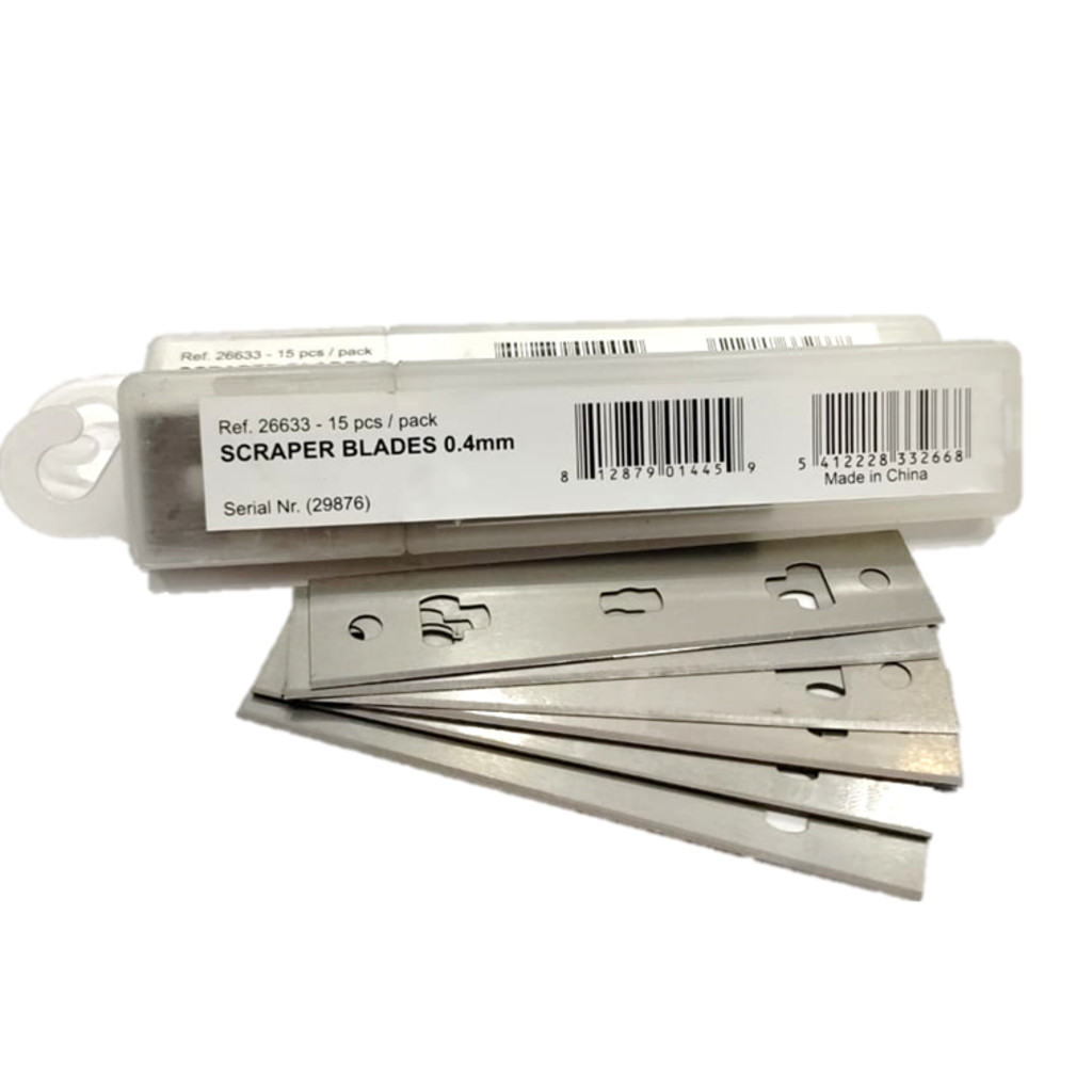 Scraper Blades 0,4 mm x 10 cm – Lâmina para Raspador (Caixa com 15 Unidades) – Moerman