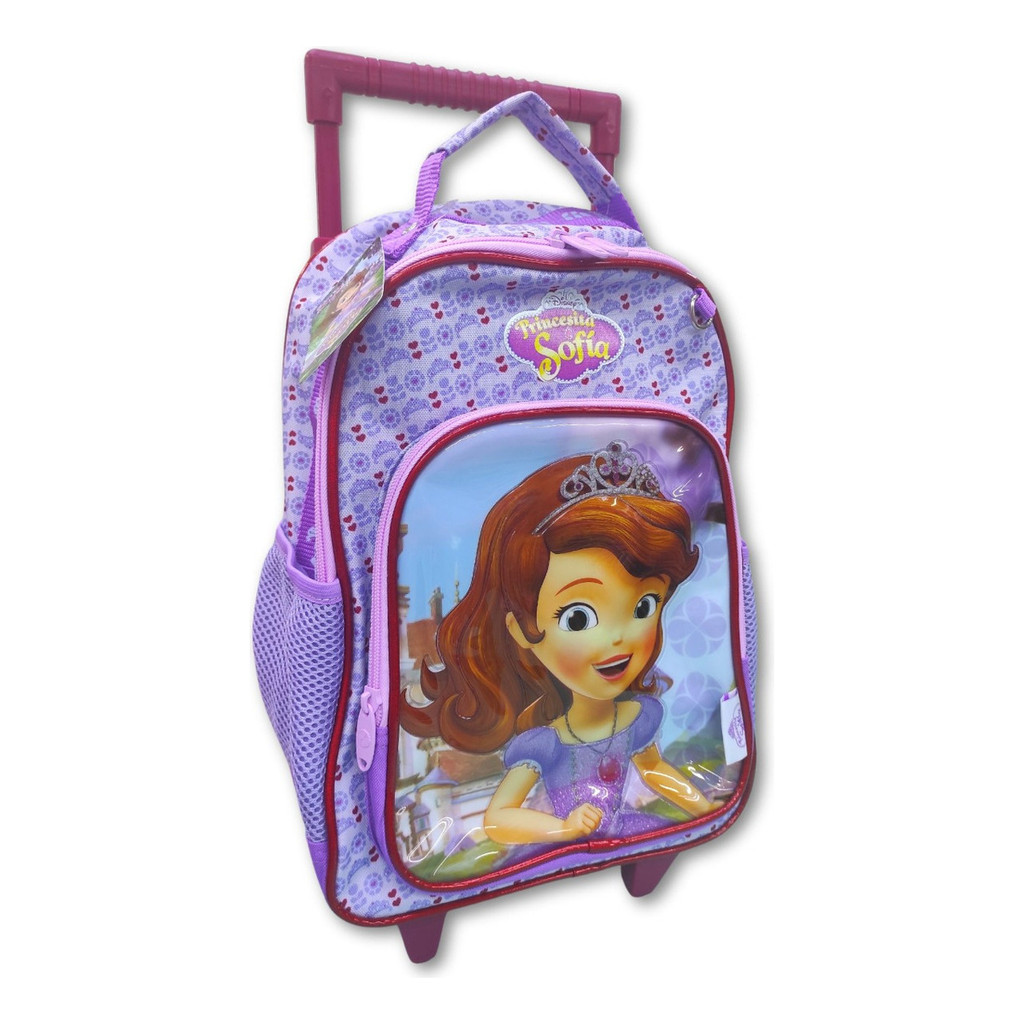 Mochila Escolar Princesa Sofia Carrinho Rodinhas E Alça De Costas