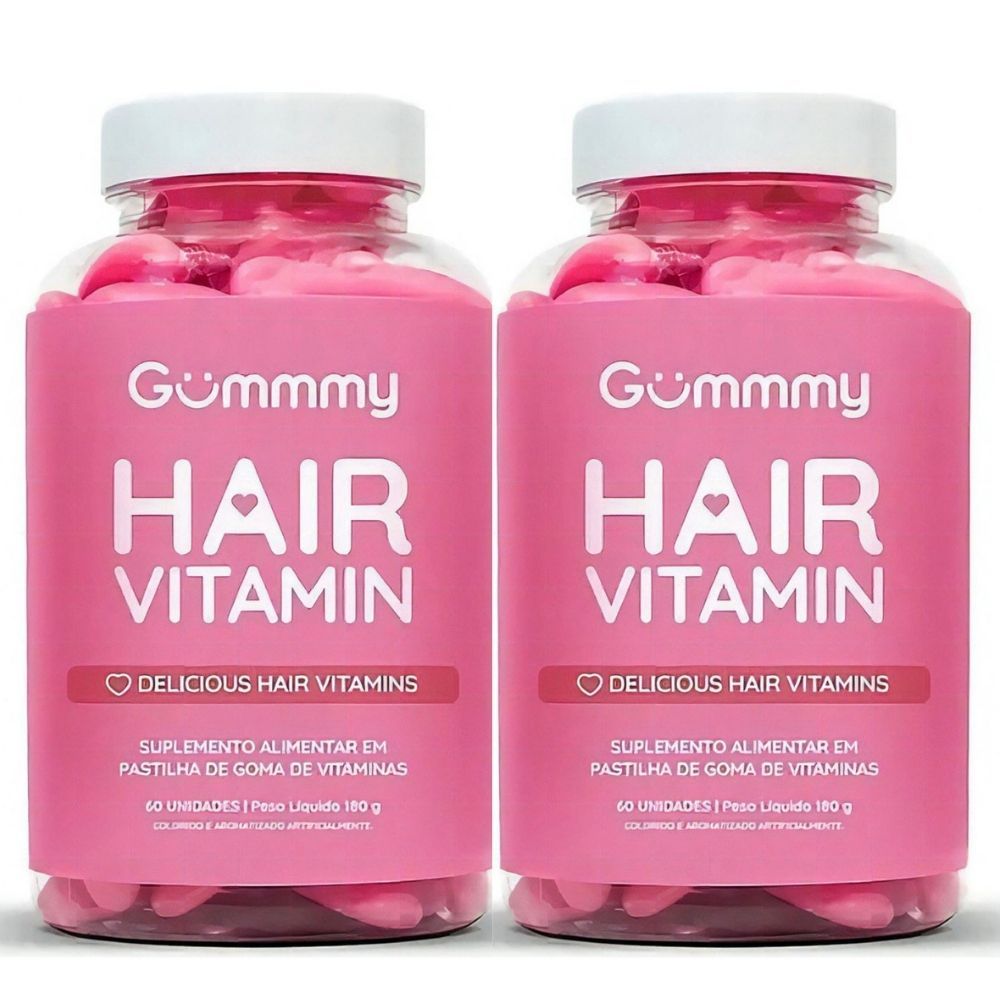 KIT 2 Gummy Hair Vitamin Tutti Frutti 180g Cabelos Unhas Pele