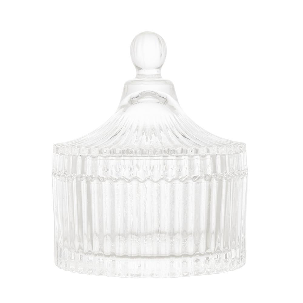 Potiche Lyor Carrossel Cristal 105mm x 125mm Decoração Mesa Sala Casa Doces Balas Presente Sofisticado Chique Requintado