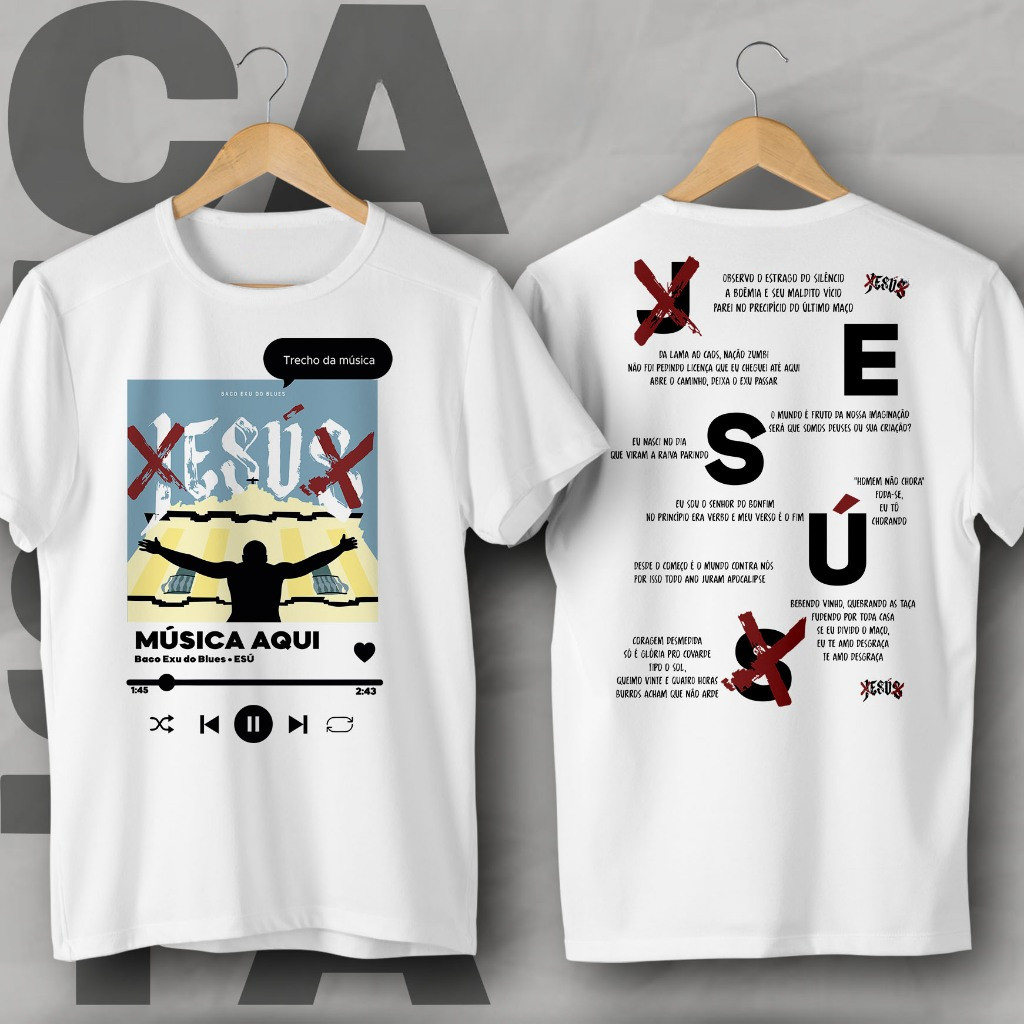 [Camiseta Premium em Algodão Puro]TT Camiseta Baco Exu do Blues • ESÚ II Spotify [POLIÉSTER] Básica Unissex.
