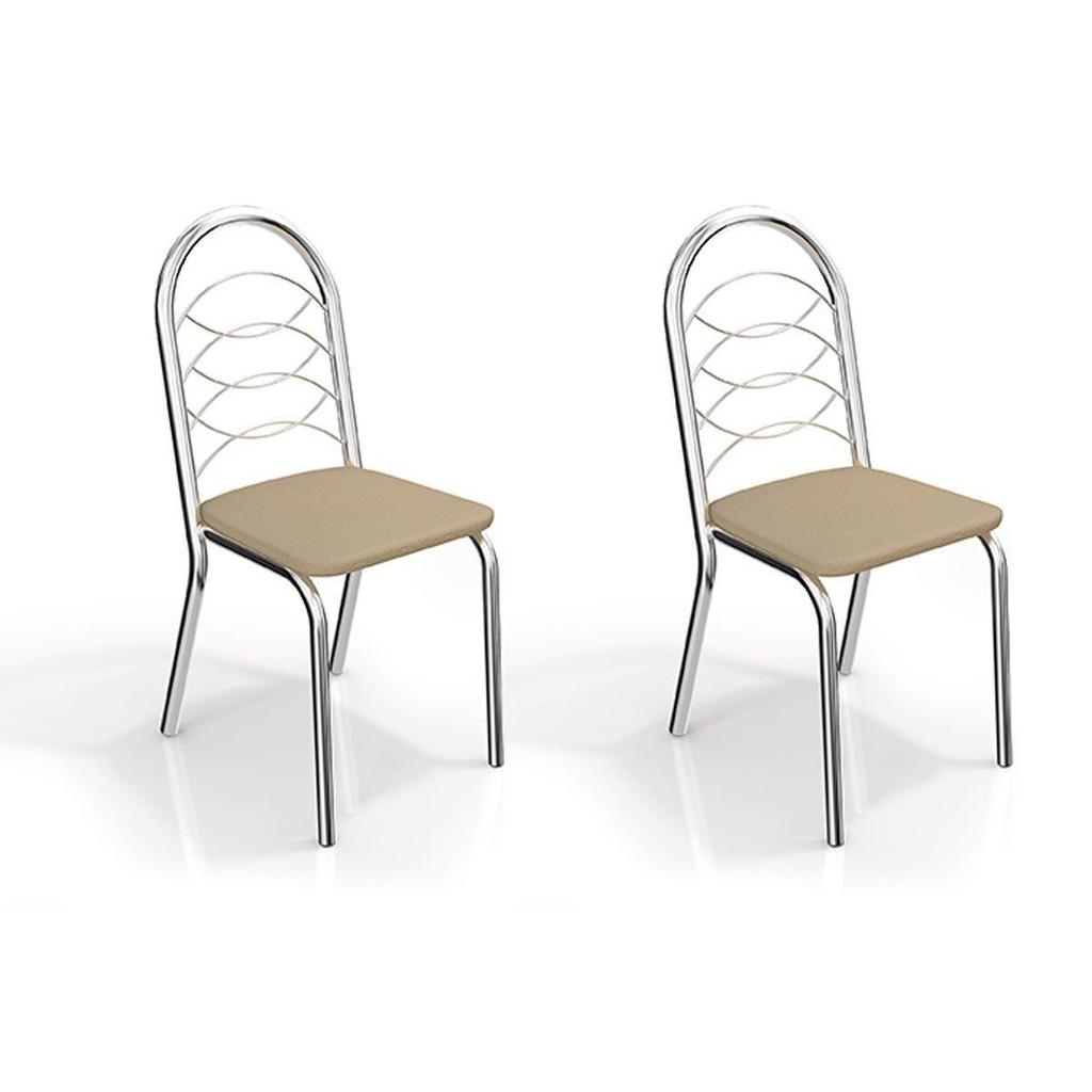 Cadeira Sala de Jantar Holanda 2C009 Aço Kit 2 Uni Cromada - Assento Nude 16 - Kappesberg em Oferta na Shopee