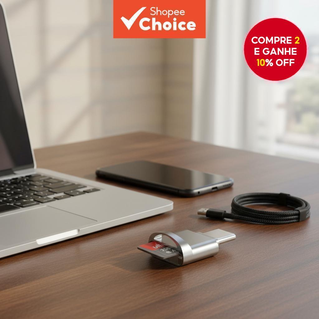 Adaptador OTG Tipo C para USB C Leitor de Cartão Micro TF Samsung Mac iPhone 15 16