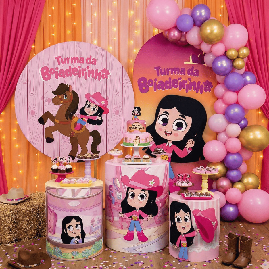 Kit Turma da Boiadeirinha Capa Painel Redondo + Capas de Cilindro Festa Infantil Ana Caste Lançamento em Oferta na Shopee