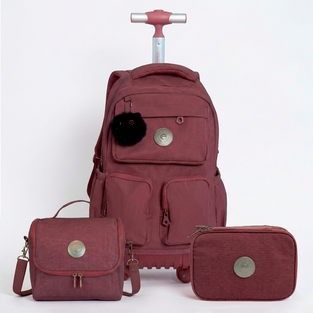 Kit Escolar Mochila Rodinhas 360 On My Way Estojo Lancheira