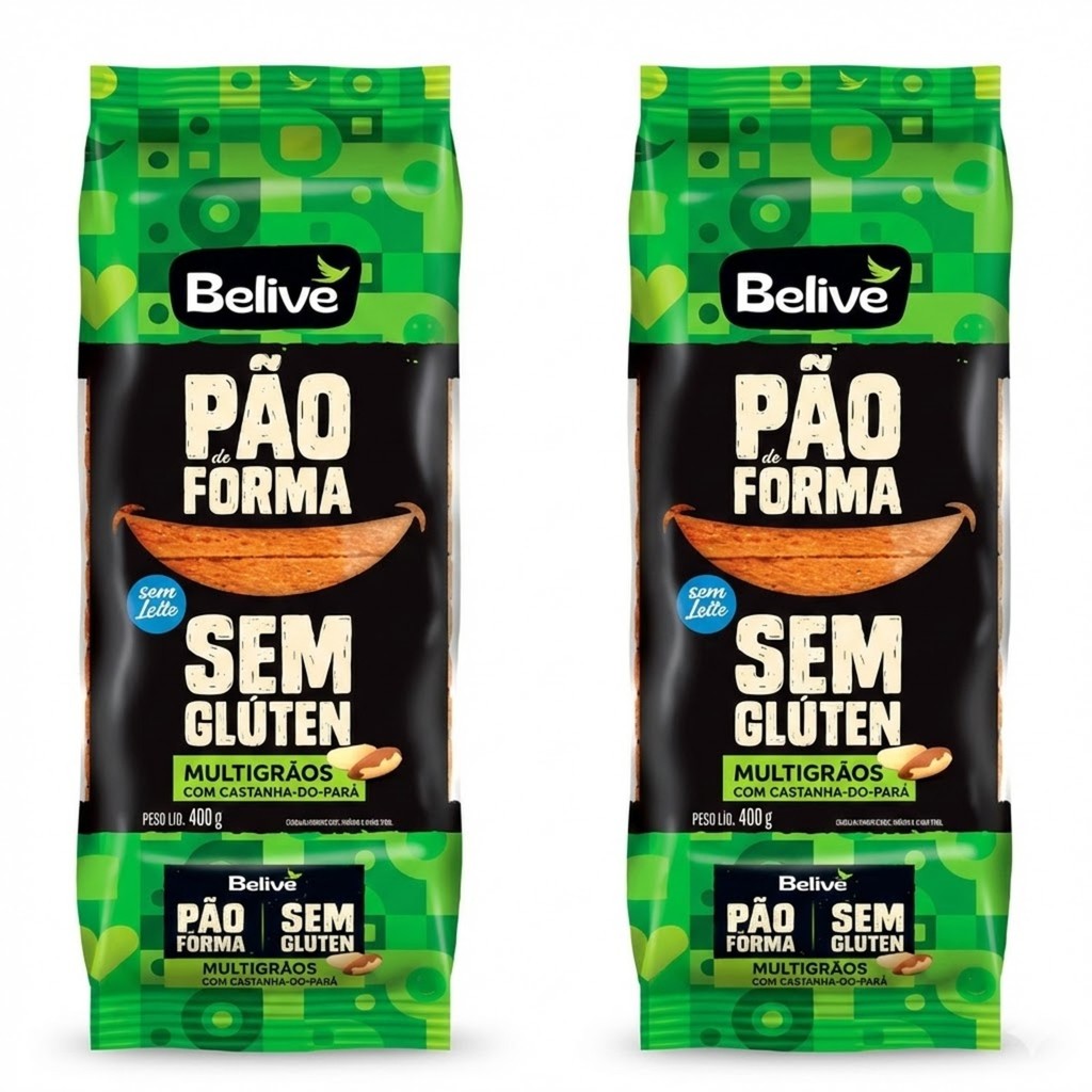 Kit c/ 2und Pão de Forma BELIVE Multigrãos Sem Glúten 400g