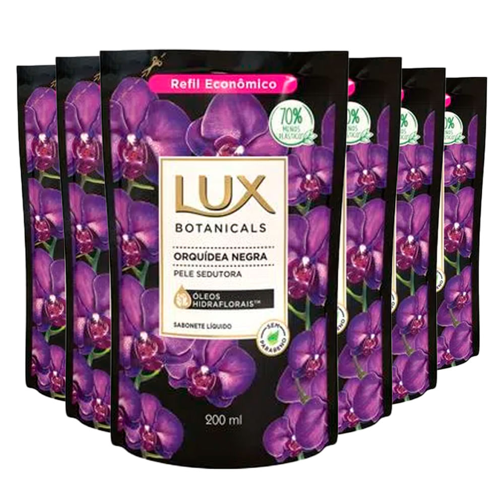 Kit Sabonete Liquido Lux Refil Botanicals Negra 200ml 6 Unidades em Oferta na Shopee